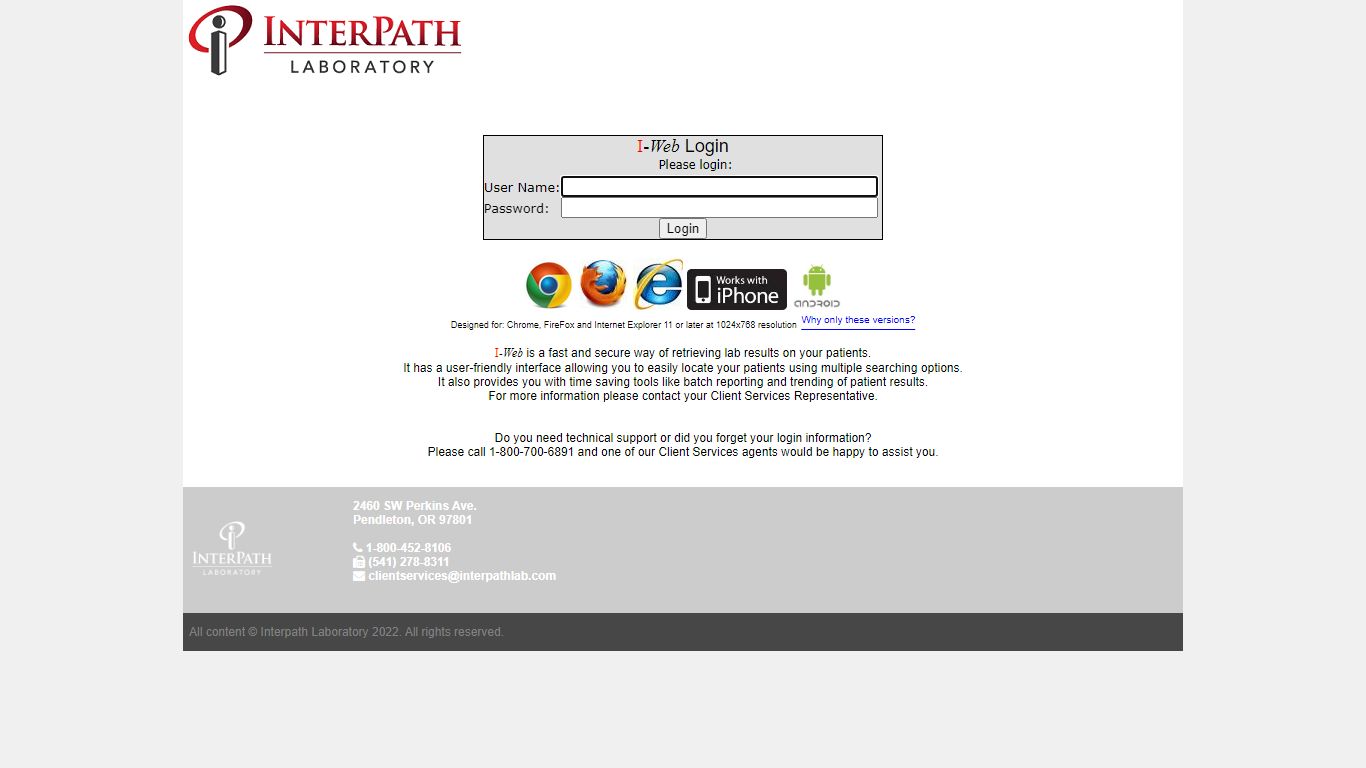 I-Web Login - Interpath Labs
